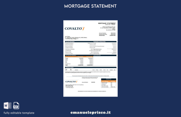 stile verificato Estratto conto mutuo Messico Banco Covalto Modello Word e model